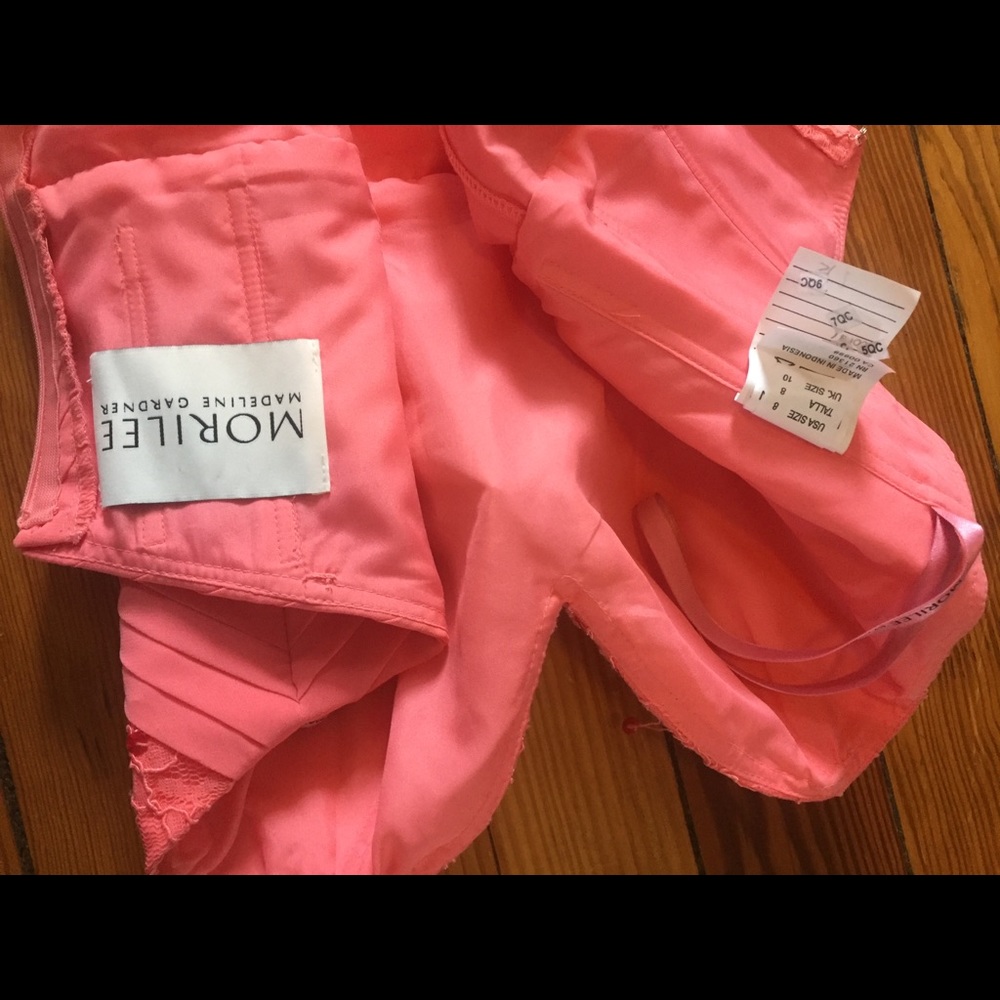 Mori Lee coral high-low bridesmaid dress #142 - Picture 6 of 8